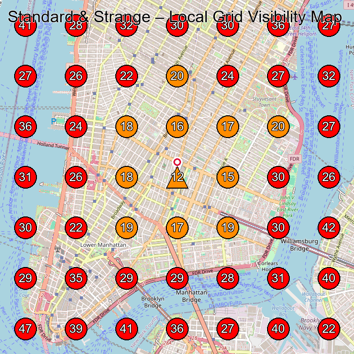 Standard & Strange GeoGrid visibility map for Men'S Clothing Store in New York